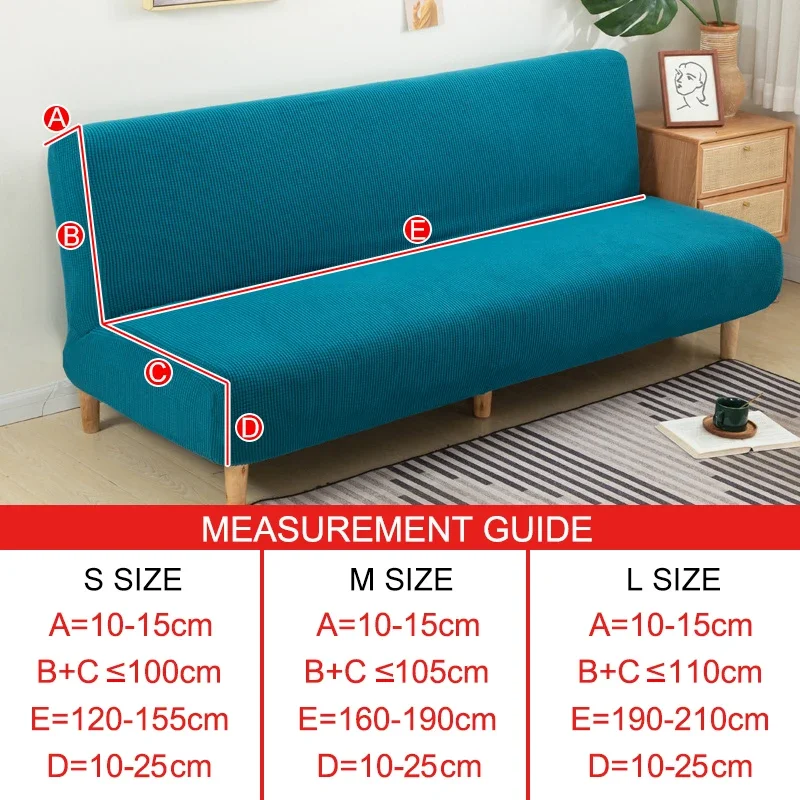 Funda de sofá cama sin brazos de tela Polar, Color sólido sin reposabrazos, muebles plegables elásticos grandes, decoración del hogar, funda de banco