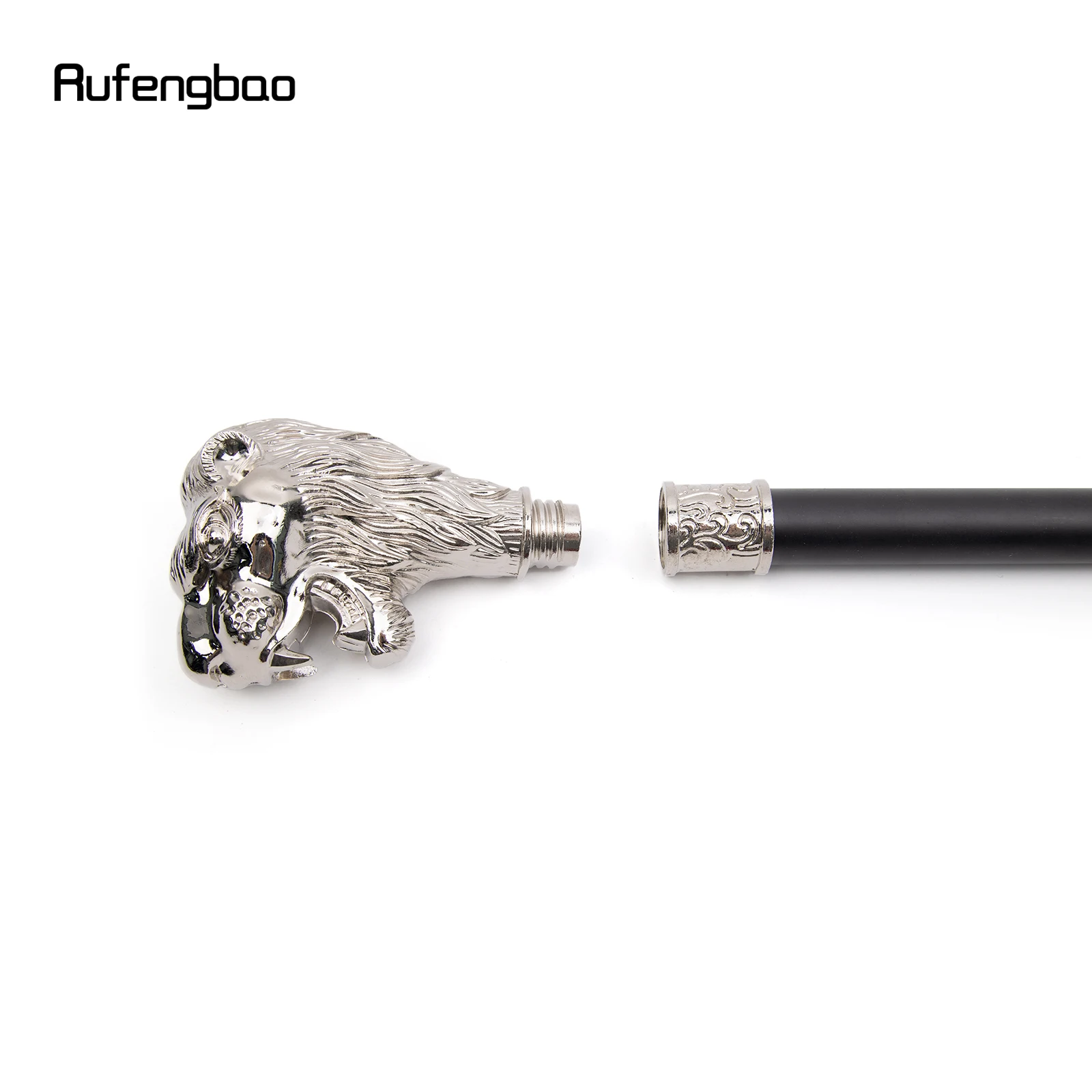 หัวสิงโตสีขาวหนวดเดิน Cane แฟชั่นตกแต่งเดิน Stick สุภาพบุรุษ Elegant คอสเพลย์ Cane KNOB Crosier 93 ซม