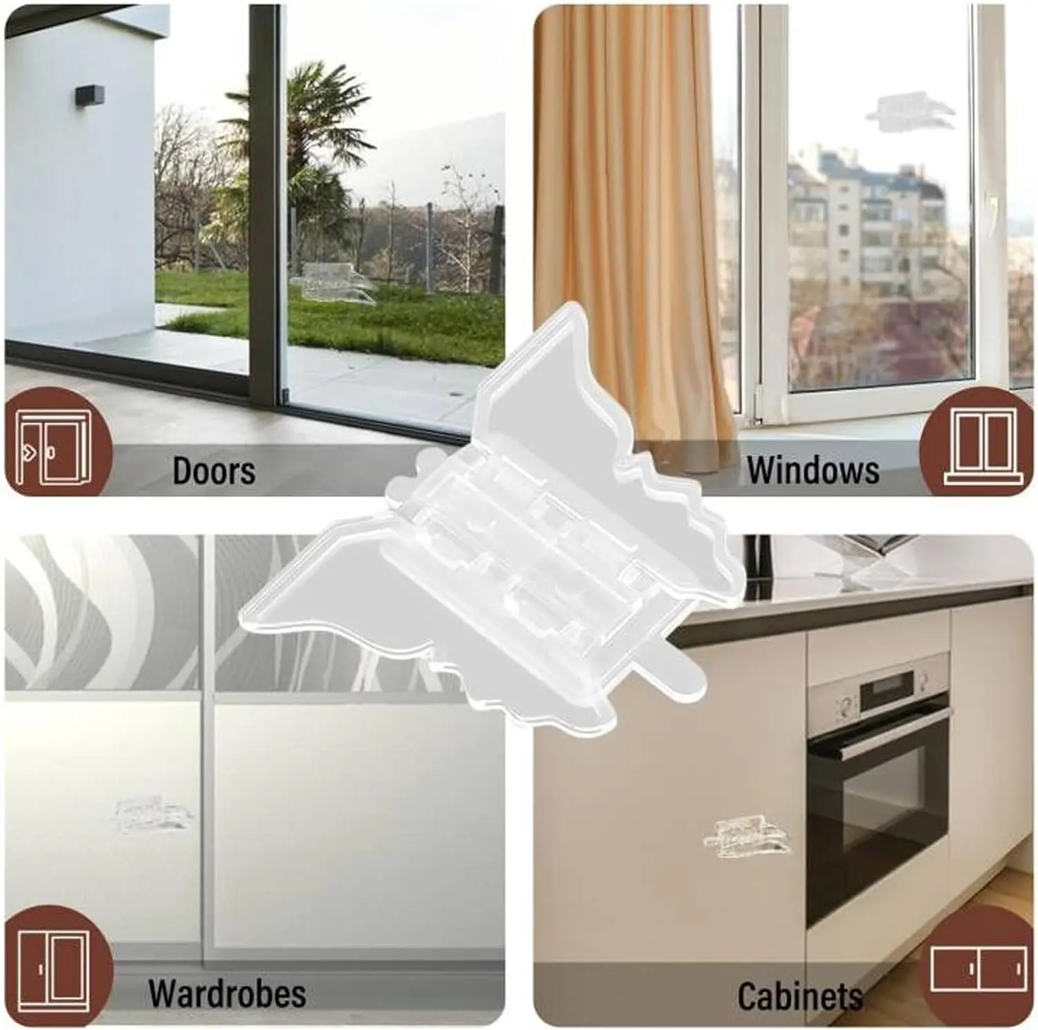 3/5Pcs Child Safety Window Limit Lock Protection for Prevent Open Butterfly Shape Locks Home Sliding Door Stopper Baby Security