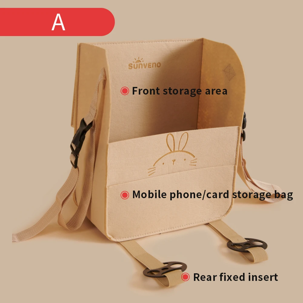 Sunveno-Car Seat Middle Storage Bag com compartimentos separados para o bebê, armazenamento de carro multifuncional