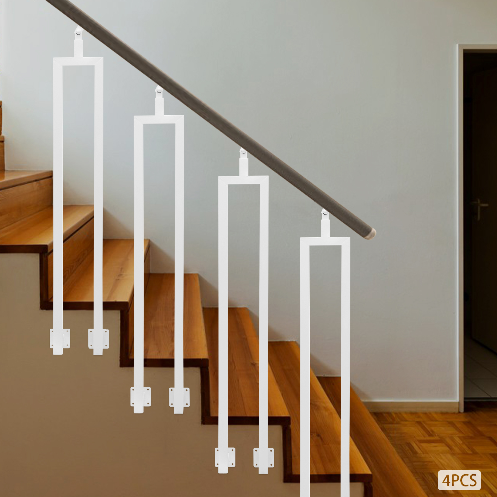 4-Piece Stair Railing Posts, U-shaped Stair Baluster Posts, Adjustable Stair Railing Posts for Deck, Balcony, Stair