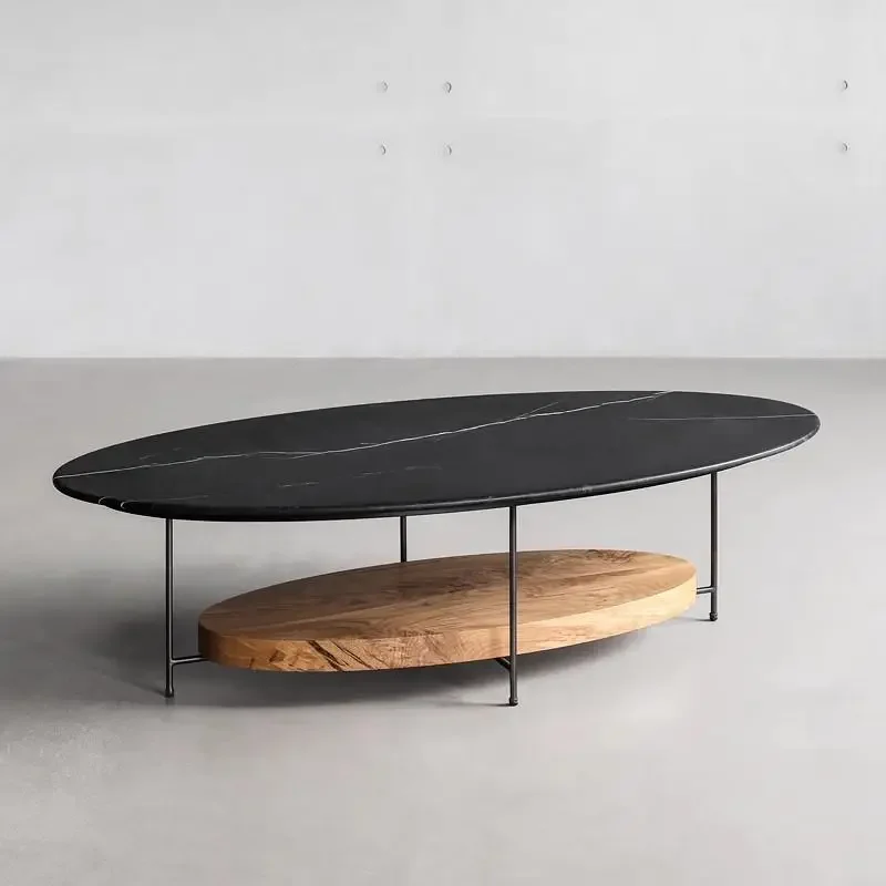 Nordic luxo pedra folheado mesas de café dupla camada designer moderno e minimalista pequeno espaço sala estar café móveis fyct ​