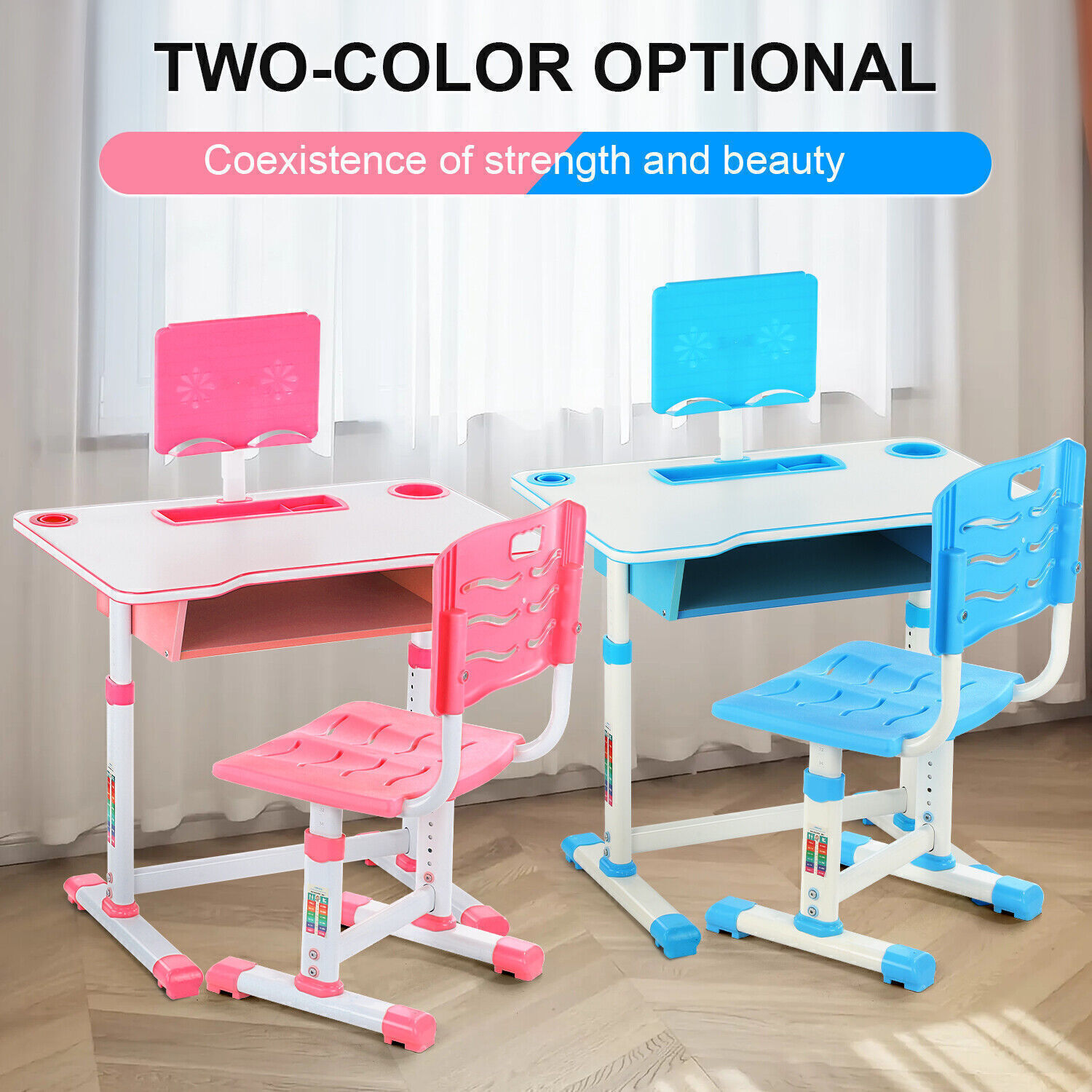 Children Study Desk and Chair Set Height Adjustable Super Load-bearing Spacious Study Table Chair