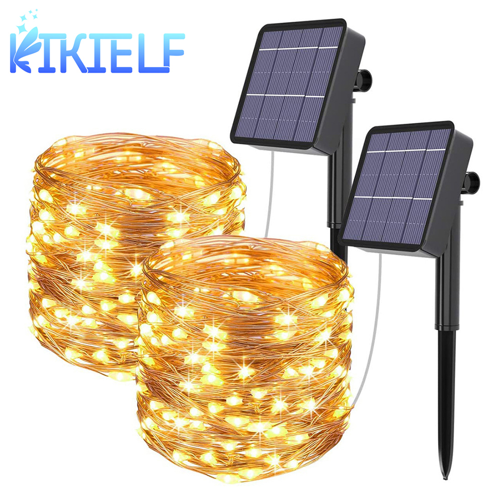 Guirnalda de luces LED impermeable para exteriores, lámpara de energía Solar para vacaciones, Navidad, jardín, fiesta, decoración de árbol
