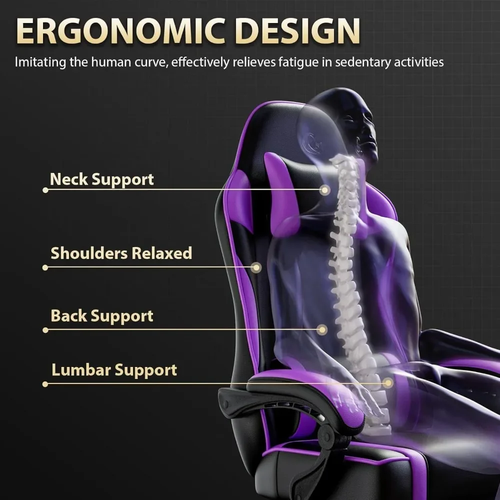Gaming Chair, Computer Chair with Footrest and Lumbar Support, Ergonomic Video Game Chair with Headrest