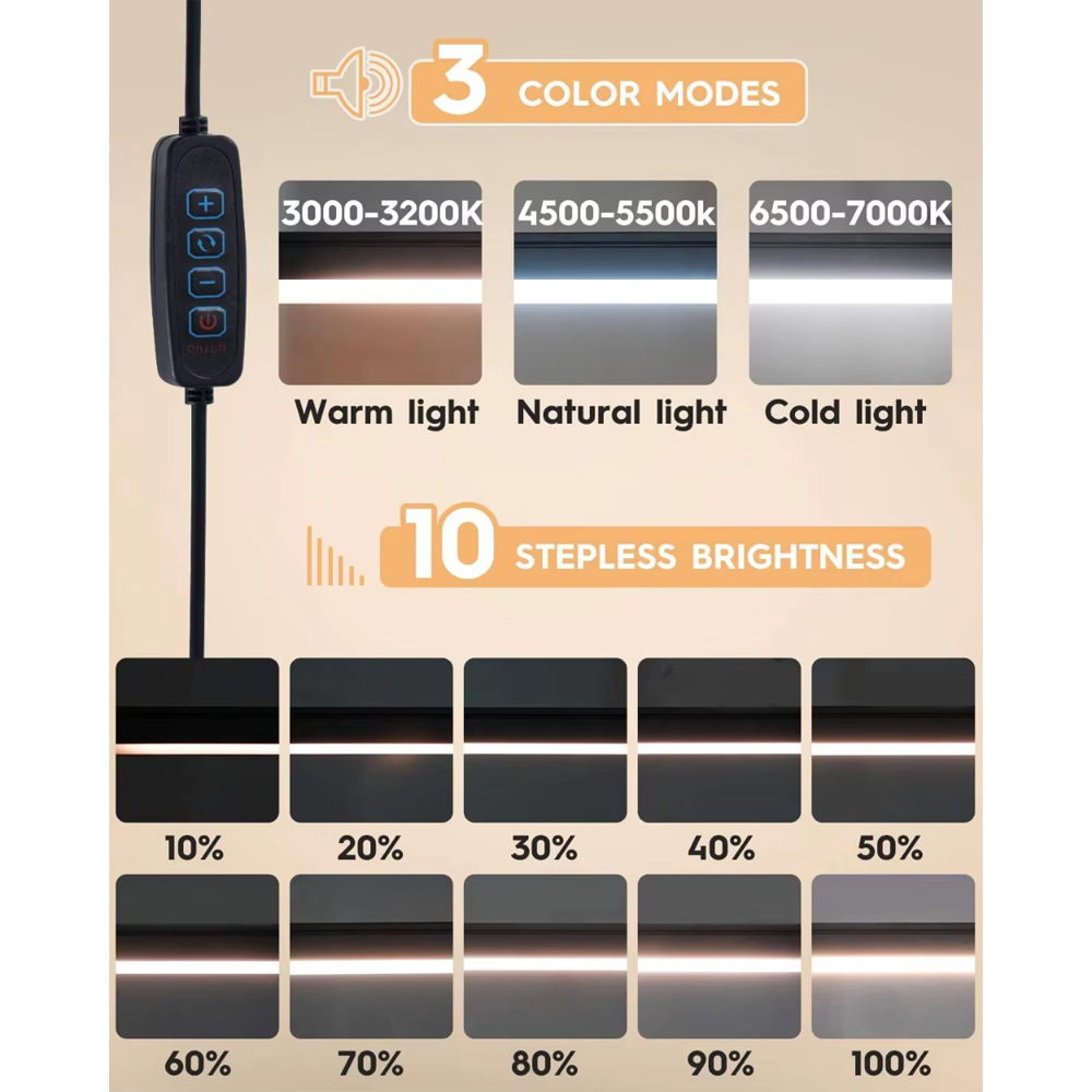 LED Desk Lamp with Clamp 10W Swing Arm Desk Lamp Eye-Caring Dimmable Desk Light with 10 Brightness Level, 3 Lighting Modes New