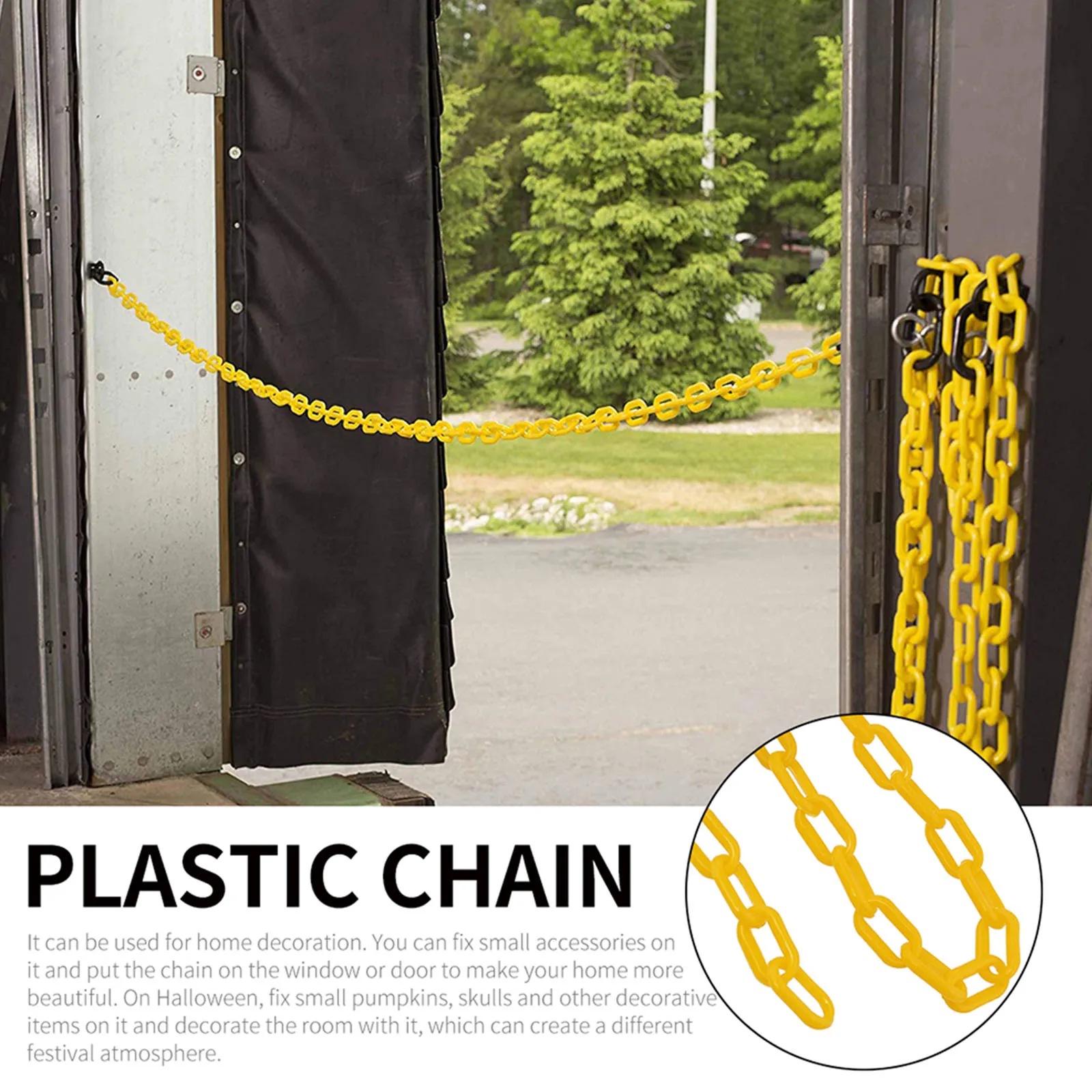 5 เมตรสีเหลืองพลาสติกความปลอดภัย CHAIN การควบคุมฝูงชน Barrier ตกแต่ง Security CHAIN กิจกรรมฮาโลวีนงานแต่งงานกรวยจราจร