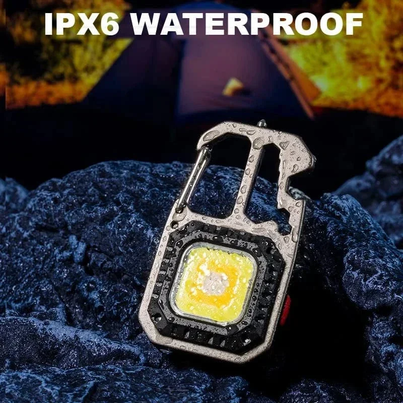 Mini LED Tragbare Schlüsselanhänger Taschenlampe Outdoor COB Arbeit Licht Notbeleuchtung Mit Fenster Hammer Flaschenöffner Lampe Camping