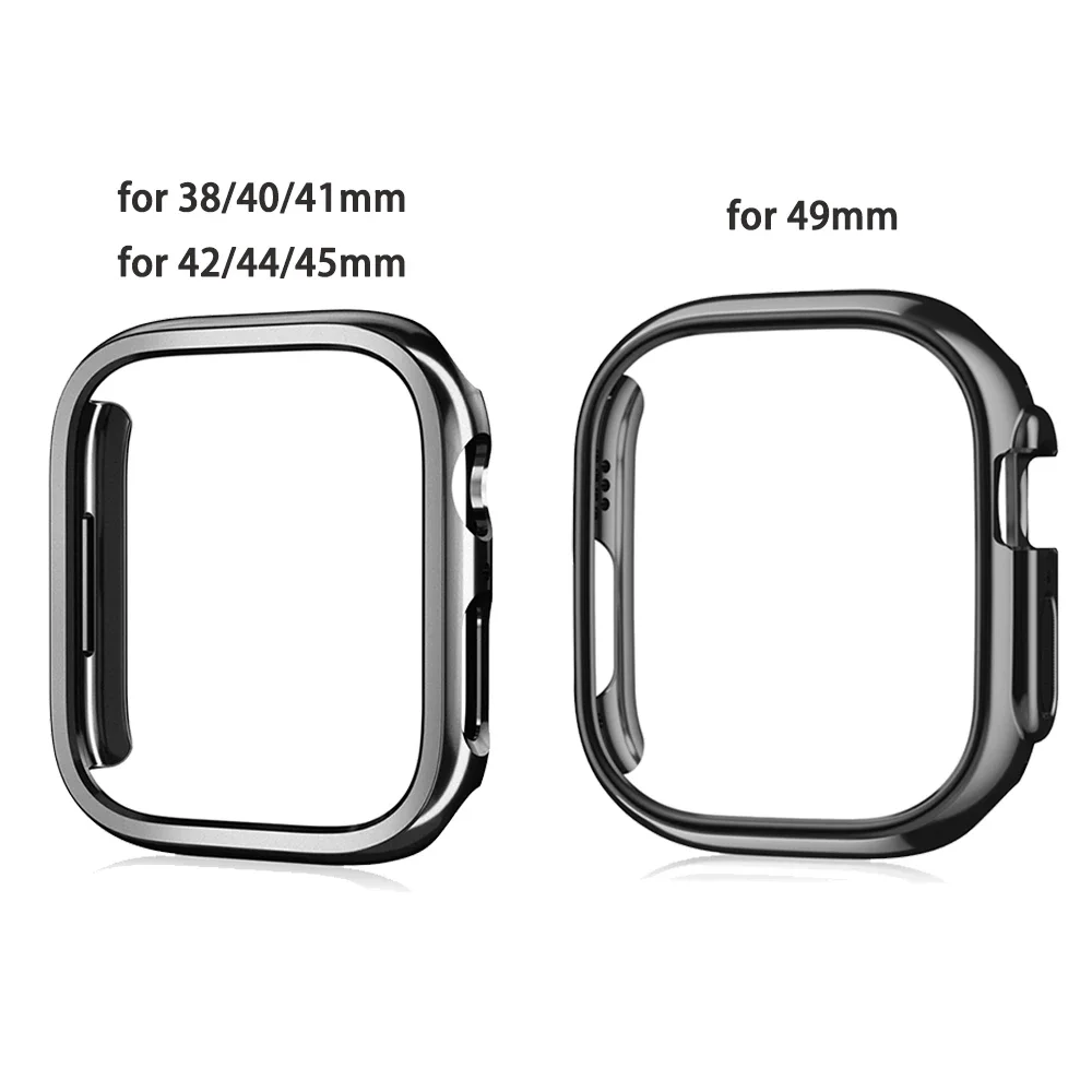 Dla Apple Watch 45 mm 41 mm 38 mm 42 mm 40 mm 44 mm Plated Skeleton Cover Hard PC Bumper Case Frame dla iWatch SE 8 7 6 5 4 3 2 1 Case