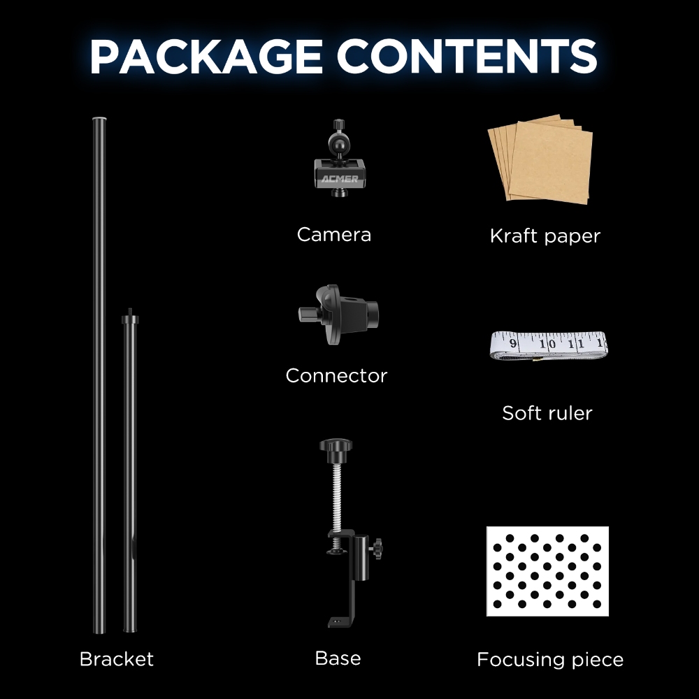 Cámara ACMER A500, cámara Industrial HD de posicionamiento preciso, 5MP, píxeles, 450x450mm, área de trabajo para grabador láser de marco 95%