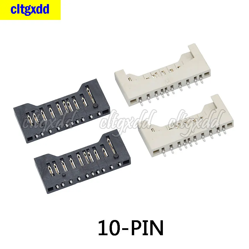 10PCS SD-Kartenhalter-Anschluss SD einfacher kurzer Körper 10-poliger Kartenhalter schwarz weiß 10P SMD SIM-Kartenhalter