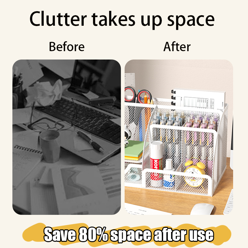 1PCS Desk Organizer Pen Holder MeshPencil Holder Large capacity MetalDesktop Storage Box for Office andSchool supplies