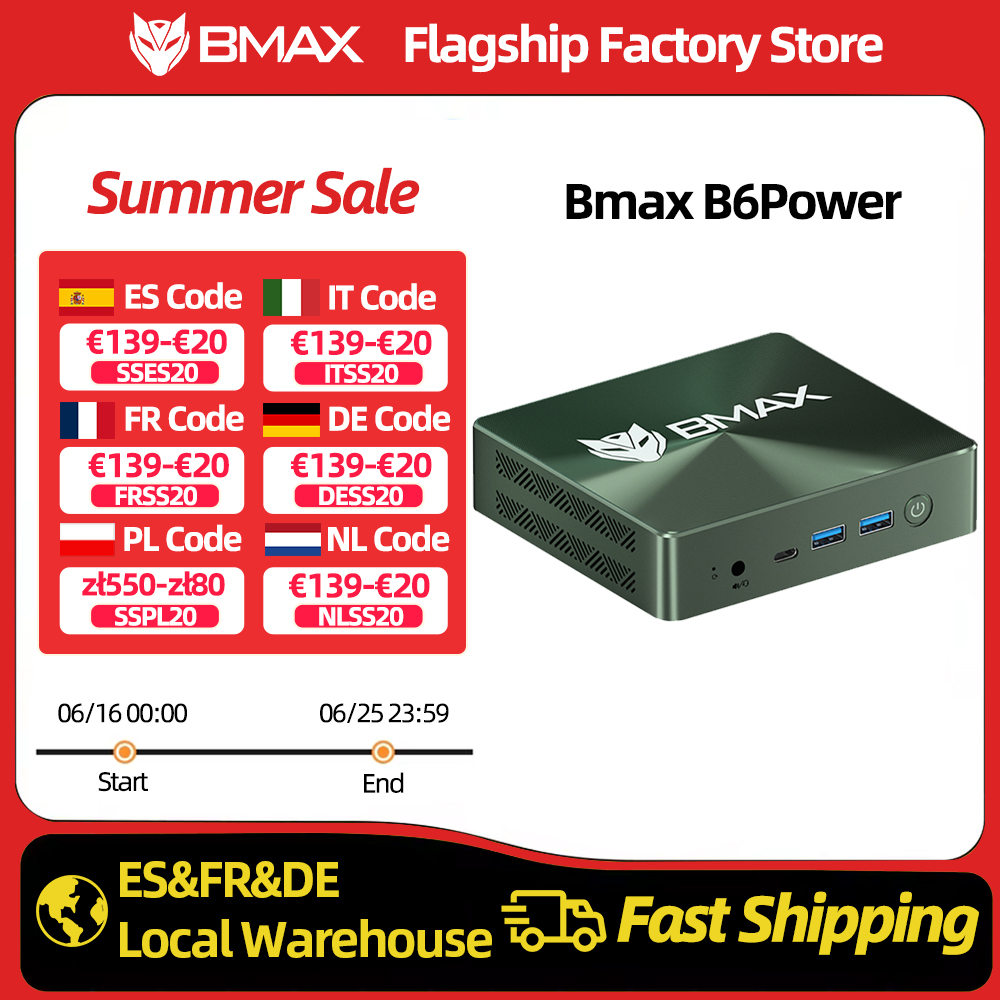 BMAX Mini PC B6POWER Intel Core I7-1060NG7 Windows 11 16GB RAM 1TB NVME SSD NVME_2280x2 HDMI USB Bluetooth Computadora Tipo-c