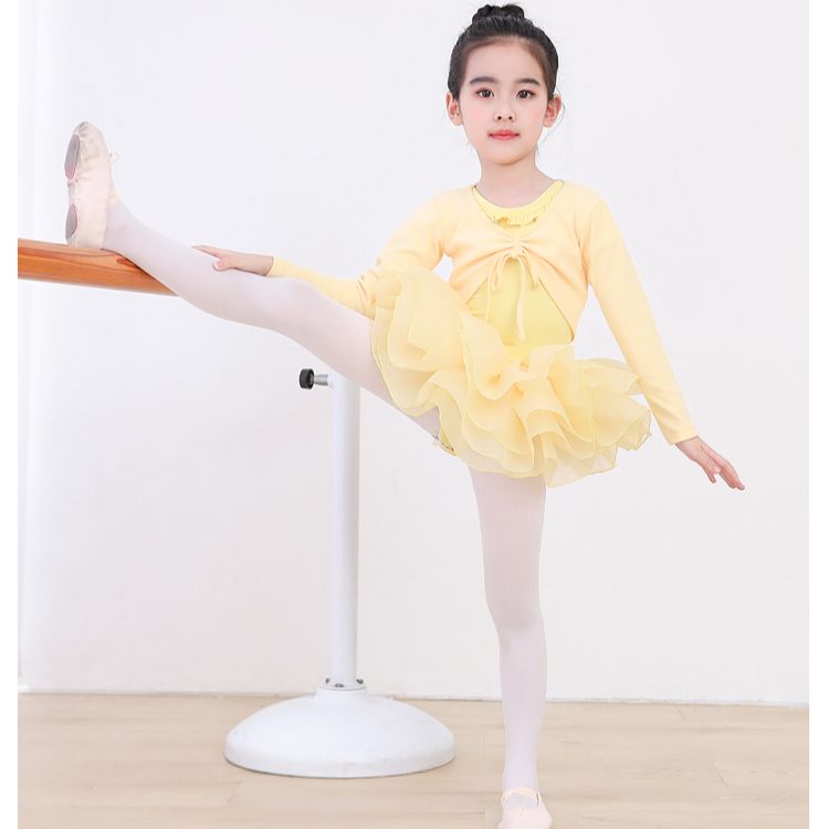 Abrigo de Ballet para niñas, Top envolvente de manga larga, suéter de baile, abrigo corto, Ropa de baile para niños, jersey de calentamiento plisado de algodón para leotardo