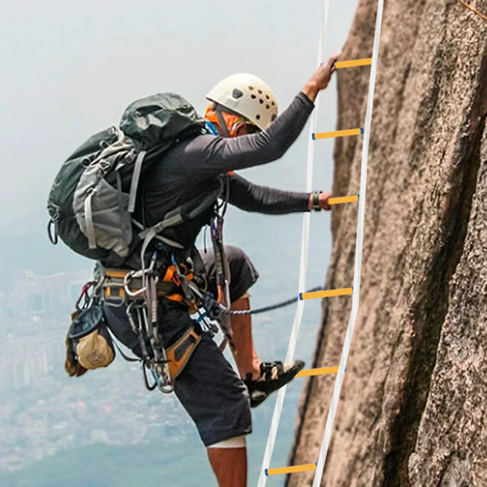 Scala di corda, scala antincendio, 10 m, scala di corda antincendio, scala di salvataggio, scala di corda fino a 200 kg, scale di sicurezza per la casa