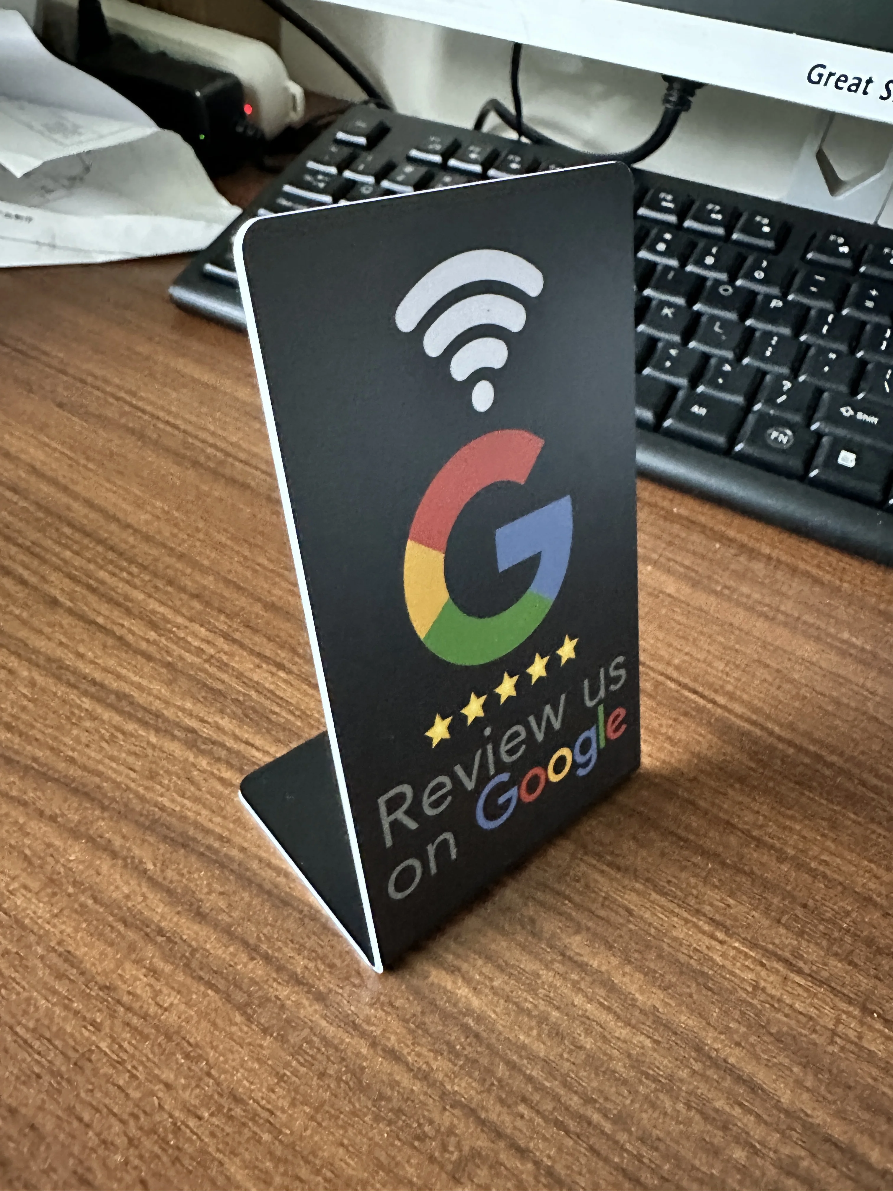 Tarjeta de revisión de Google programable de 13,56 Mhz, pegatinas acrílicas para mesa de estación NFC, soporte NFC resistente al agua, tarjeta de revisión de Google