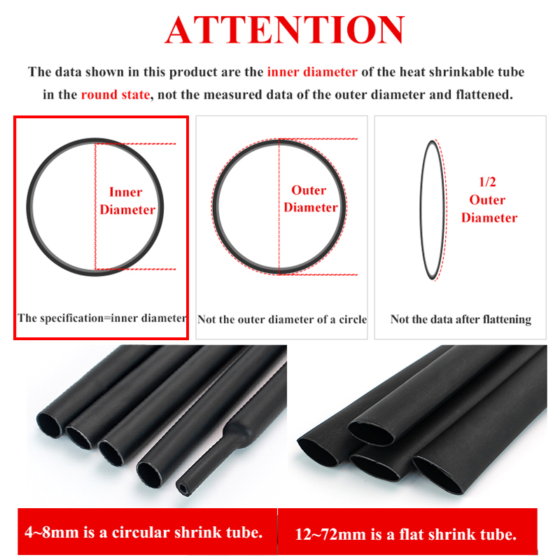 1 meter 4:1 Thermoretractile Heat Shrinkable Tubing Heat Shrink Tube With Glue Dual Wall Tubing Diameter 4 6 8 16 24 40 52 72