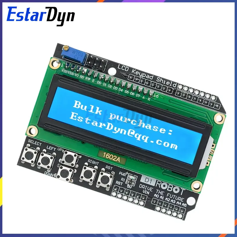 Estardyn 1602 teclado lcd escudo lcd1602 lcd 1602 módulo de exibição para arduino atmega328 atmega2560 raspberry pi uno tela azul