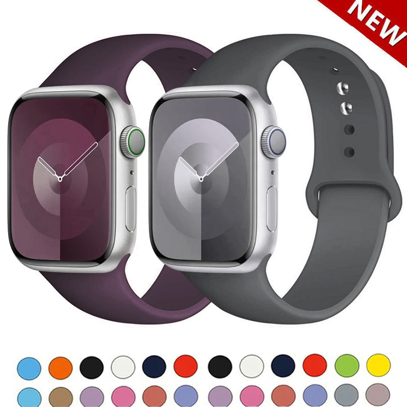 Correa de silicona Original para Apple Watch Band 44mm 38-40 42-46 41-45 46MM 49mm pulsera iwatch Serie 10 9 7 4 5 6 8 SE Ultra 2 3