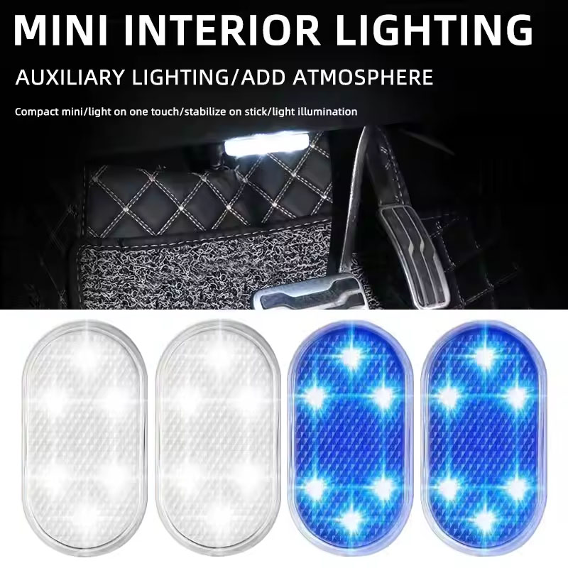 2/4 pçs luzes da atmosfera interior do carro sensor de toque dedo mini lâmpada leitura led carregamento usb porta automática luz telhado lâmpada do teto