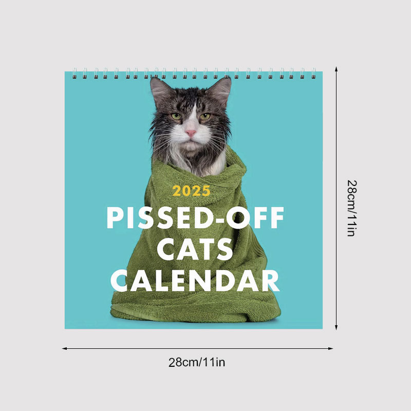 2025 Pissed Off Cats Kalender, Pissed Off Cats 2025 Wandkalender, 12-Monats-Planer für Witzgeschenk, freches Geschenk für Katzenliebe