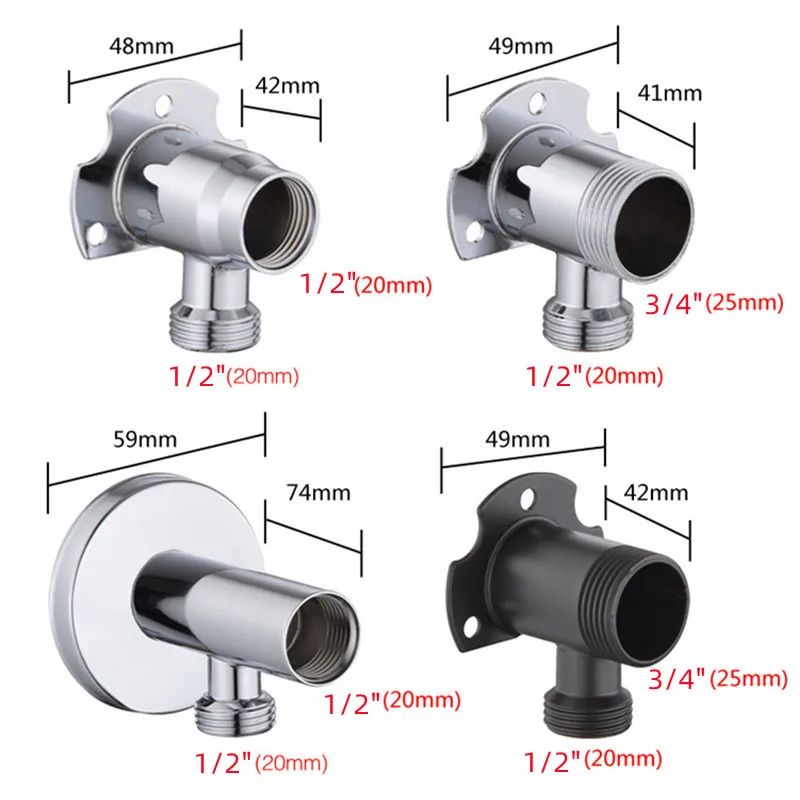 1/2 "3/4" Universal ก๊อกน้ําห้องน้ําฐานคงที่ติดผนัง TAP ติดตั้งอะแดปเตอร์ฝักบัว Inlet Outlet ผสมวาล์วน้ําอะไหล่