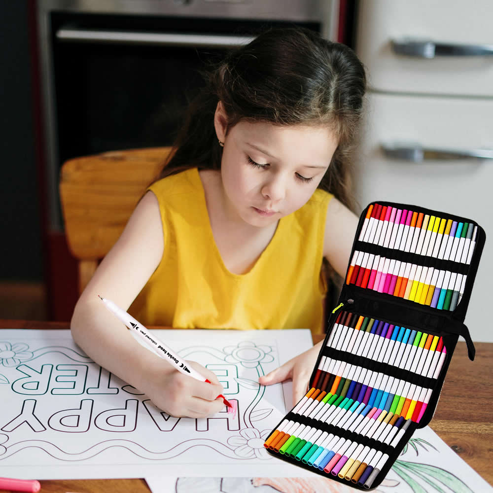 Rolede-ダブルヘッドマーカー、チップアート用品、描画ブラシペン、ペンセット、文房具、鉛筆、筆記、オフィス、学校、60色