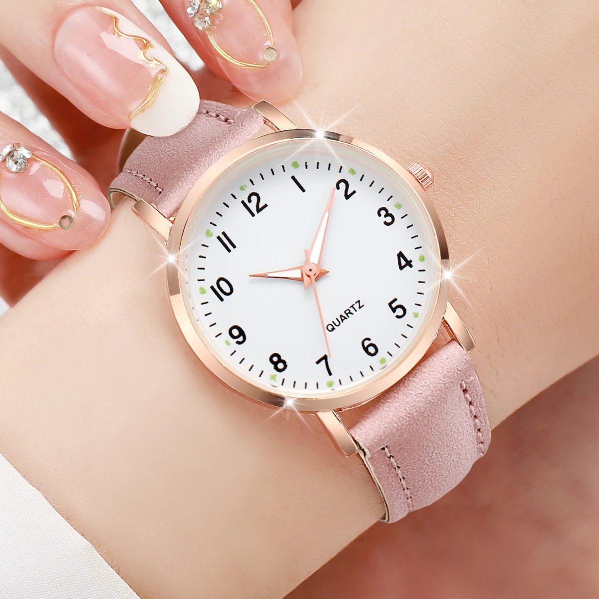 Moda feminina relógios casual árabe dial senhoras pulseira de couro relógio de quartzo reloj mujer meninas relógio presente