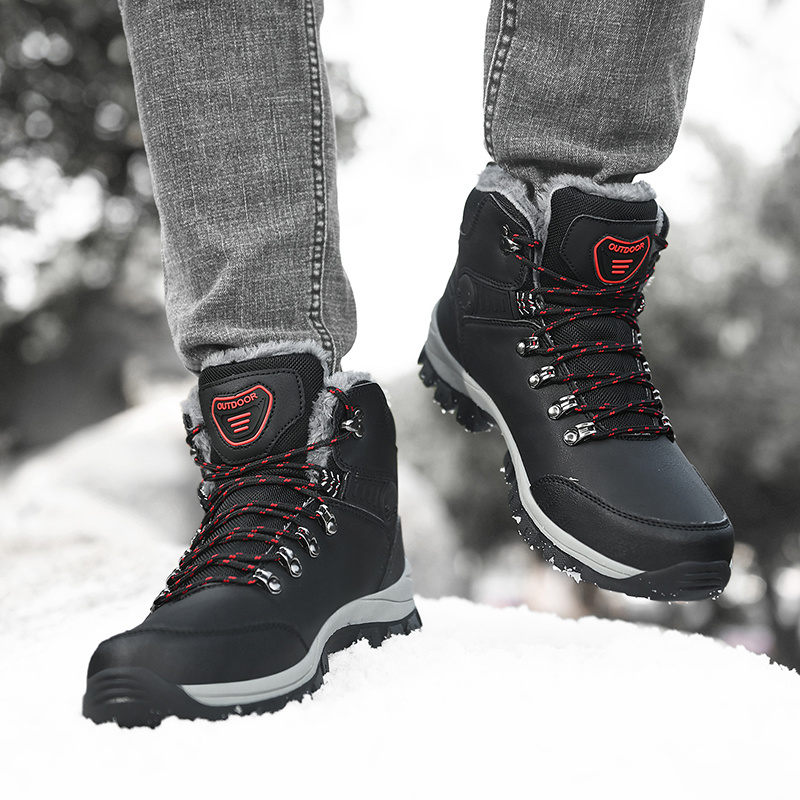 Im Freien rutschfeste Herren-Schneestiefel 2024, verdickte warme Herren-Freizeitschuhe, Winter-Wanderschuhe, plus Samt, große wasserdichte Stiefel