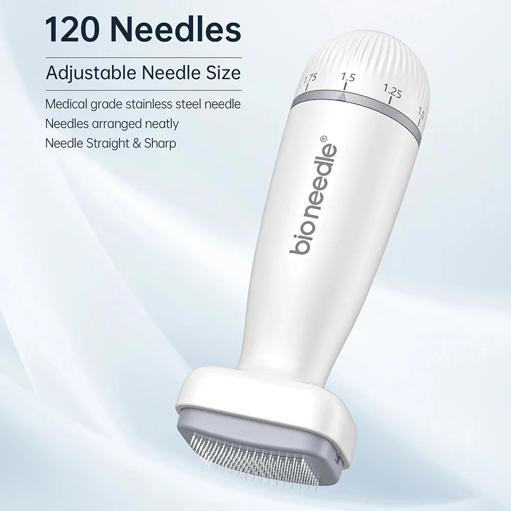 Verstelbare Huidverjonging Dermastamp Microneedling Derma Stempel Bio Naald 120-pins Acne Litteken Verwijdering Thuisgebruik Schoonheid Apparatuur