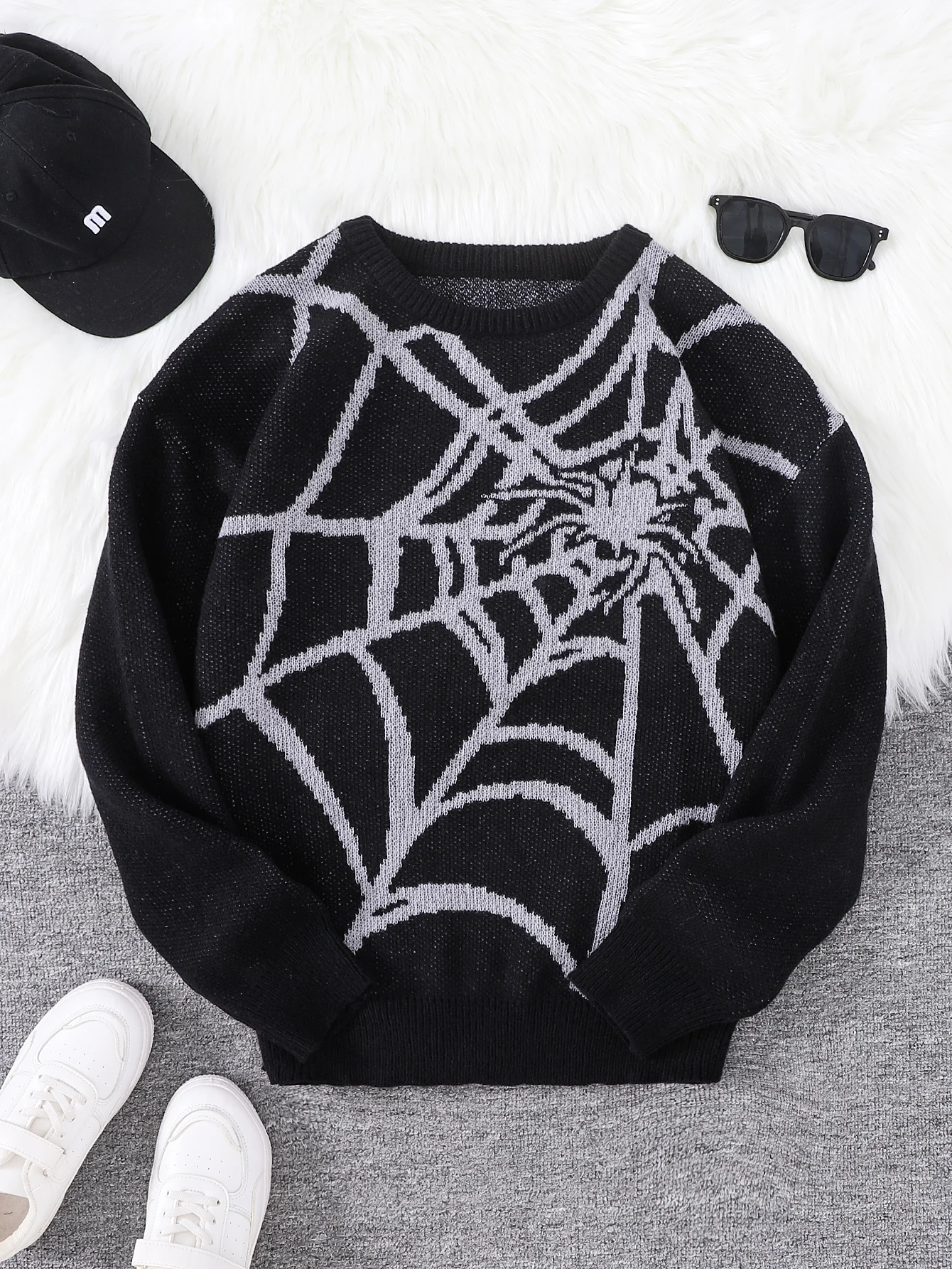 Neue beliebte Herbst und Winter Spinne Web Jacquard Muster Pullover Pullover Casual Rundhals Gestrickte männer Pullover