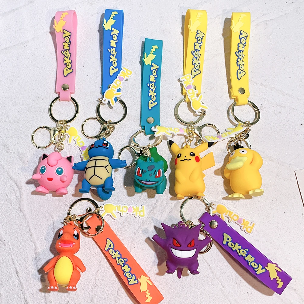 Pokemon Portachiavi Pikachu Anime Action Figure Toy Kawaii Cartoon Fashion Charmander Psyduck Doll Portachiavi Borsa per auto Ciondolo Regalo per bambini