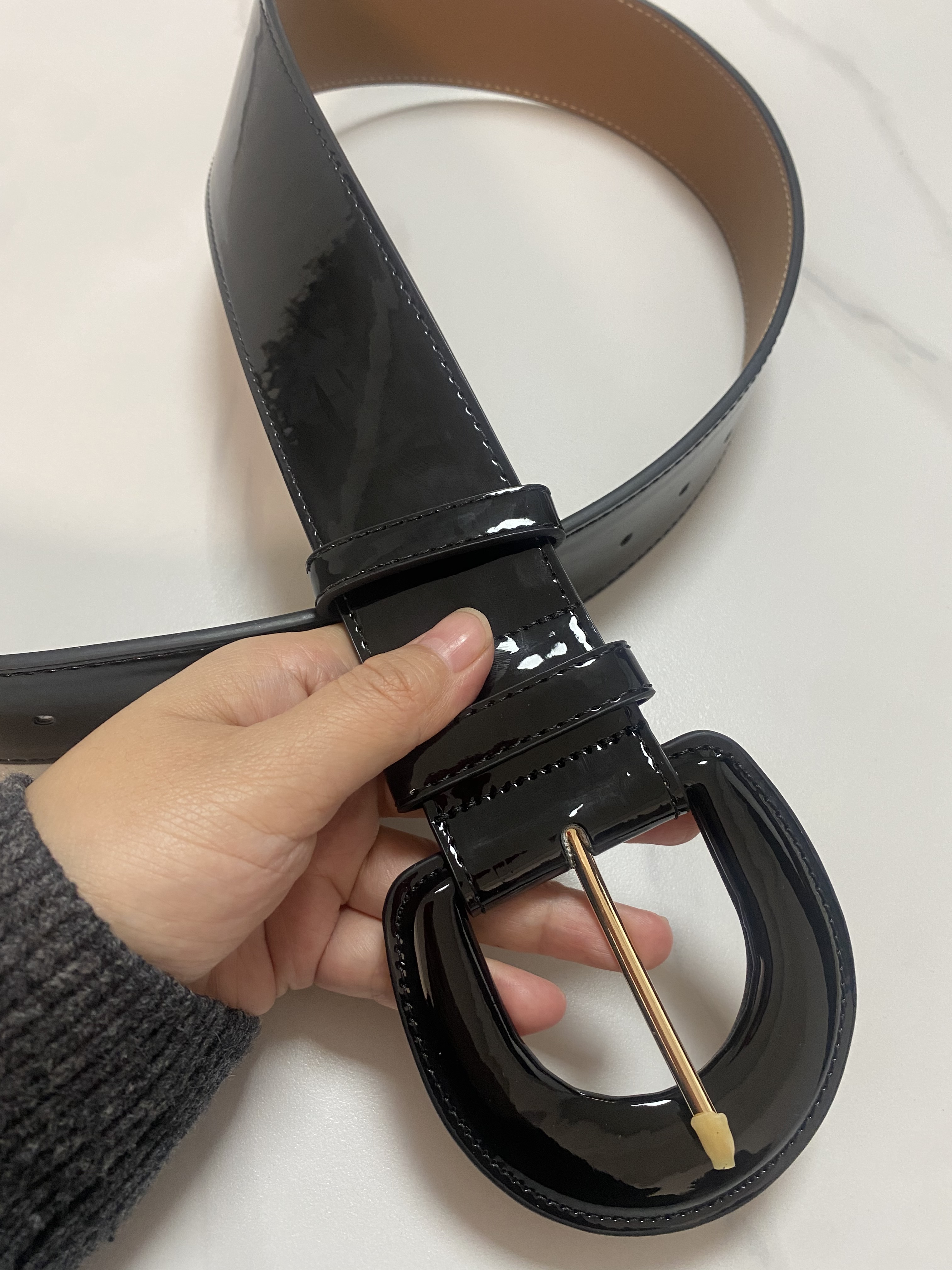 Espartilho de couro PU para mulheres, feminino, cós, decoração de vestido, cinto largo, patend de moda, J161