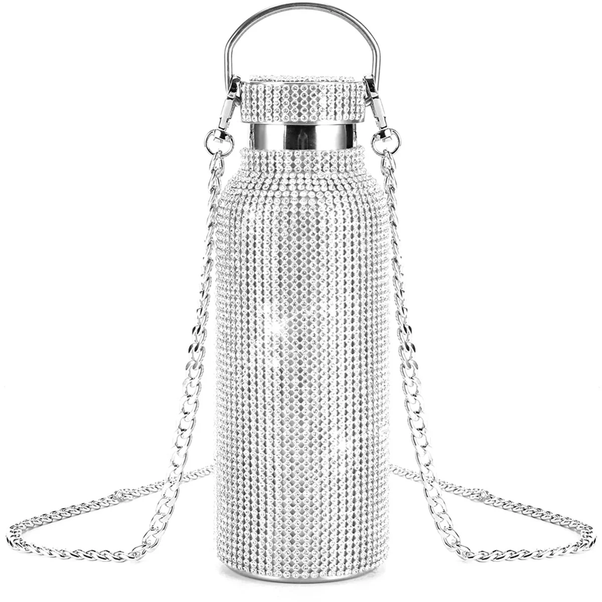 Bling Water Bottle Rhinestone, Diamond Glitter Cup, Stainless Steel Thermal Bottle, Refillable Water Bottle (16.9 Oz)
