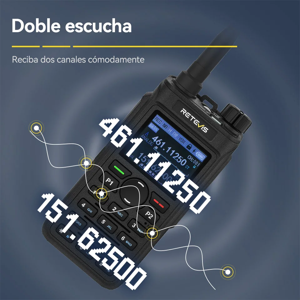 Retevis C62 walkie talkies de largo alcance radio a pilas emisora radioaficionado radio emergencia supervivencia radio portátil recargable walkie talkie larga distancia profesionales UHF VHF camping radio supervivencia