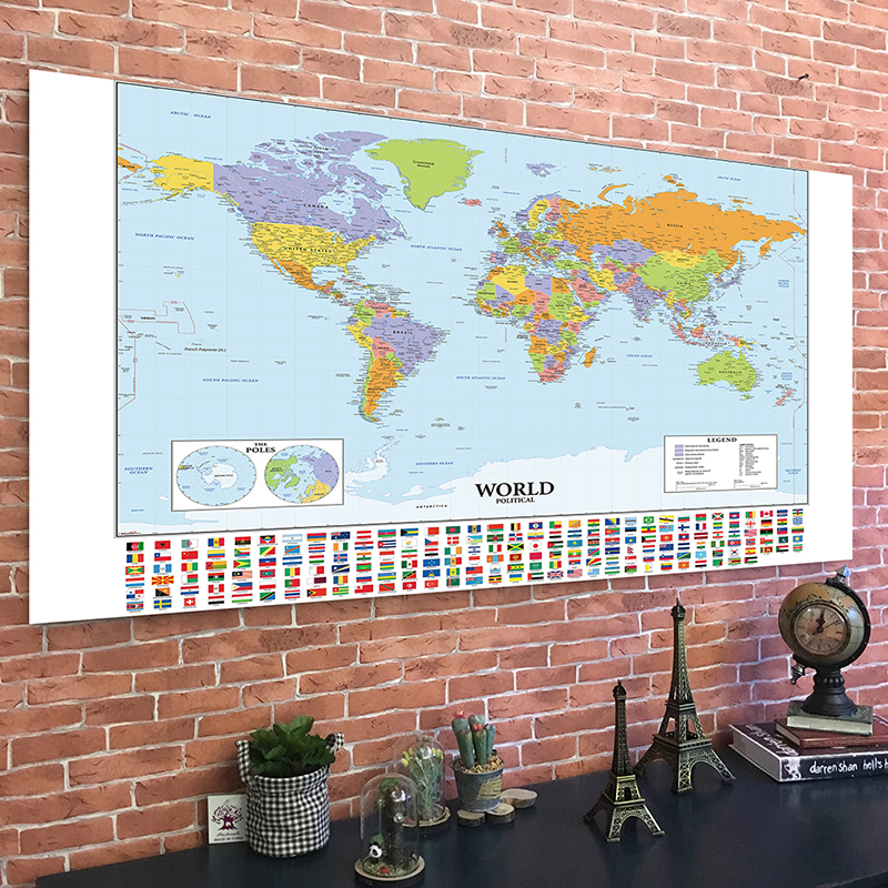 120*80cm Educational Map Large Poster Clear Printed Wall Decor Hanging Art Vinyl and Non-woven Fabric Background Cloth Backdrop