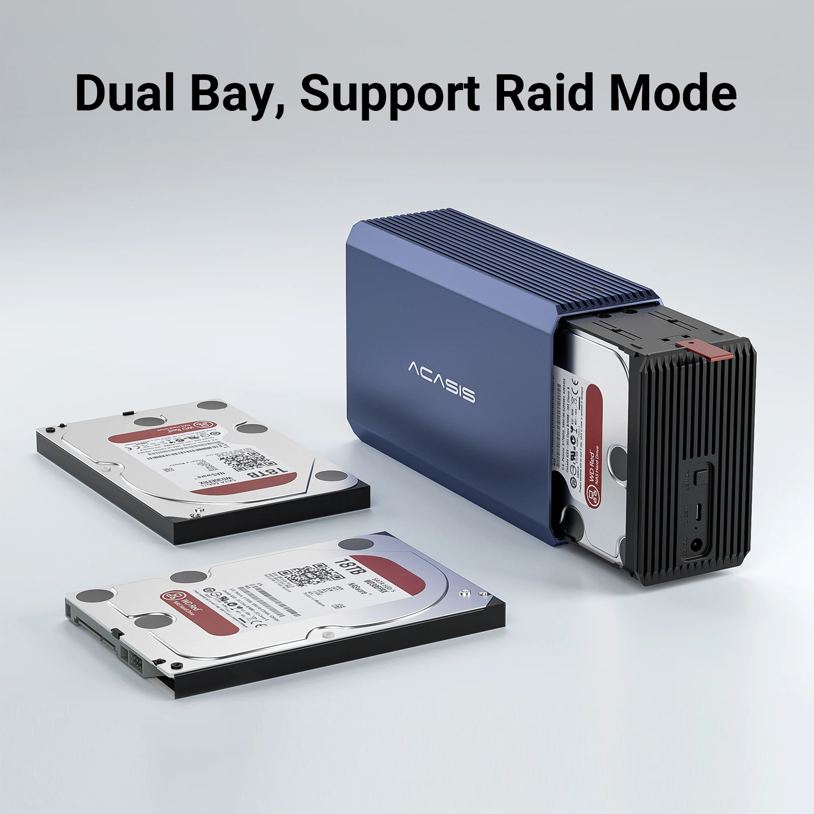 Acasis 36 TB 2.5/3.5 Inch Dual Bay External Hard Drive Enclosure Array Cabinet SATA Hard Disk Array With RAID Function USB Box