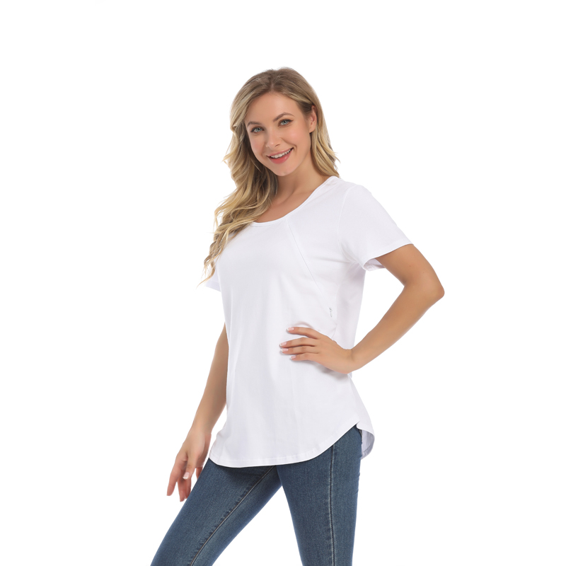 큰 사이즈 짧은 소매 출산 티 모유 수유 의류 간호 착용 T 셔츠 코튼 수유 탑 드롭 배송