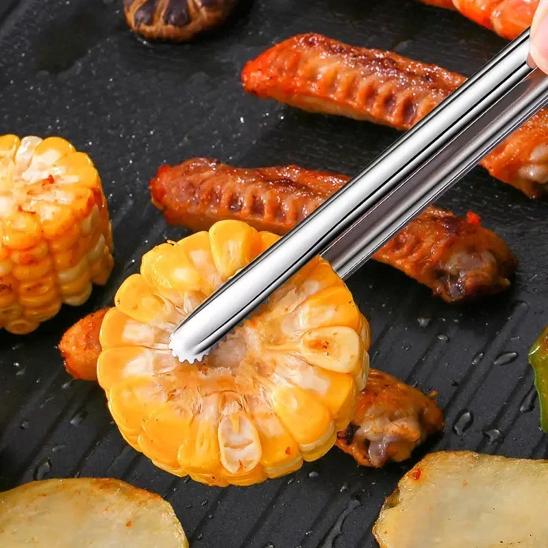 Pinça de grelha de aço inoxidável, clipe de comida para churrasco, bife, pão, utensílios de cozinha, festa, antiderrapante, acessórios de cozinha