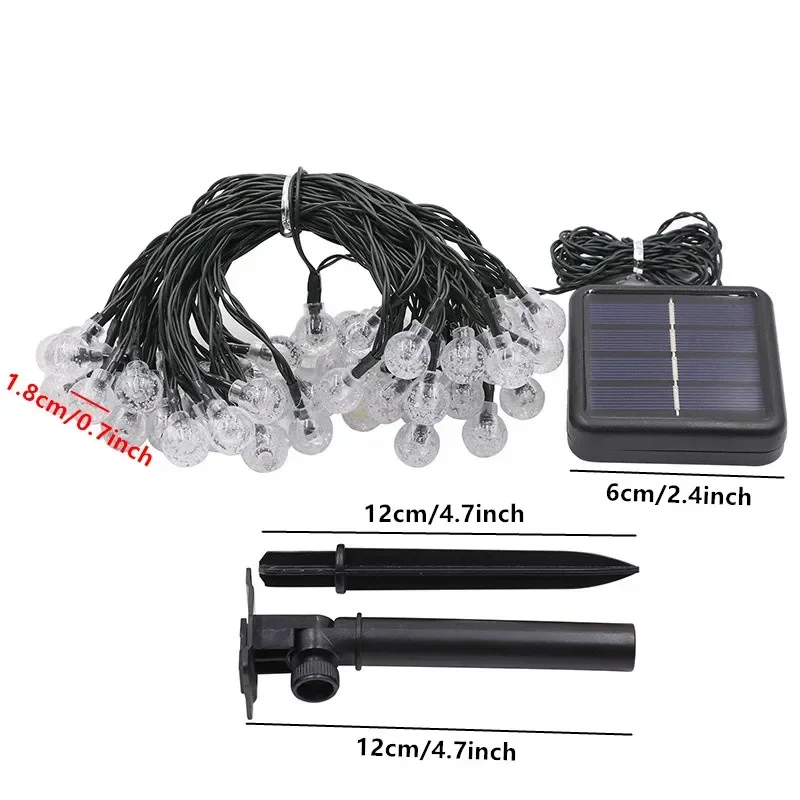 Luci a stringa a LED a globo di cristallo solare LED 8 modalità di illuminazione IP65 Ghirlanda di Natale a luce fata per decorazioni per feste in giardino 1pz/2pz
