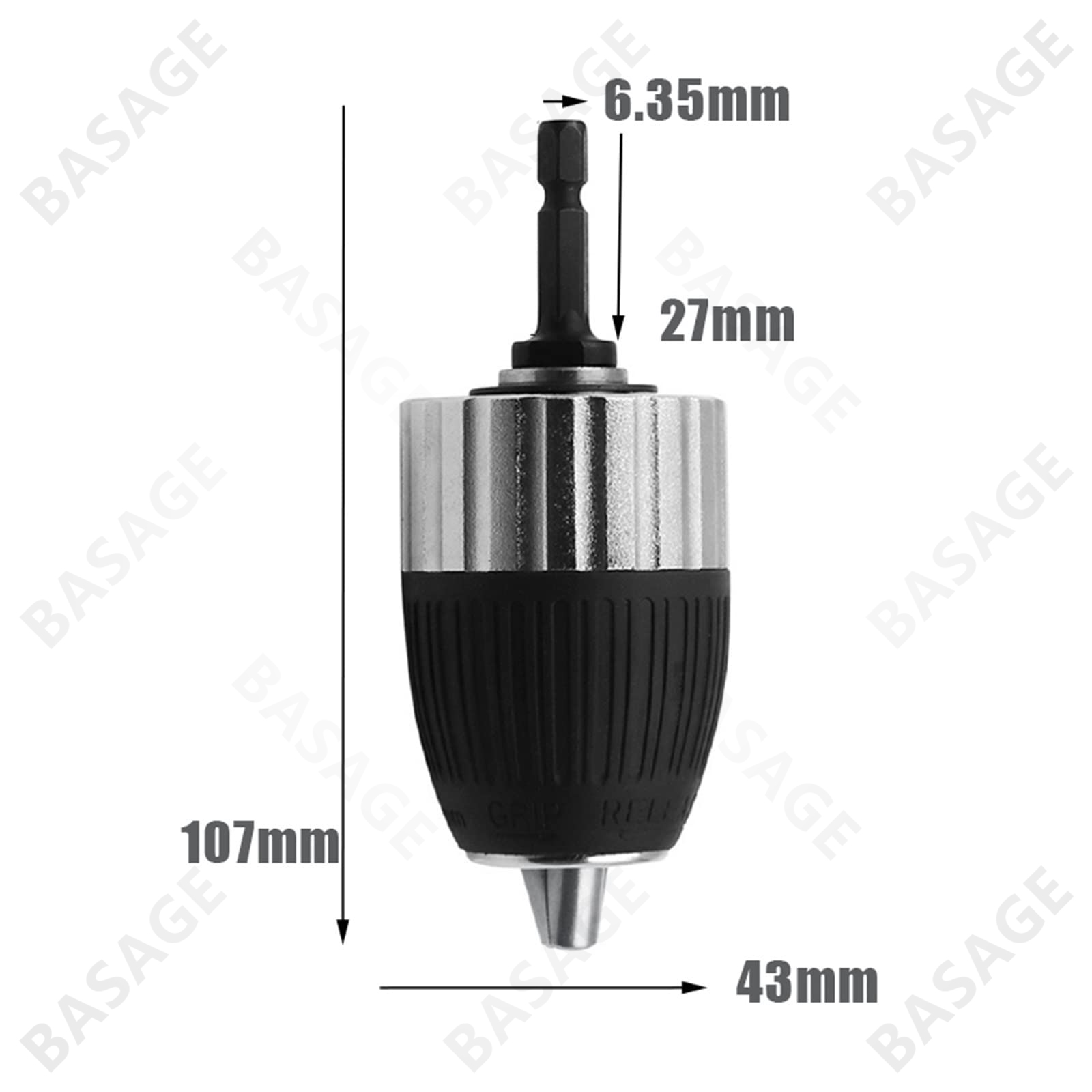 1,5-13 mm elektrisches Bohrfutter, schlüssellos, selbstsichernd, 3/8-24UNF, Fahrerwerkzeug-Zubehör, schlüsselloser Adapter, Schlagsechskantschaft