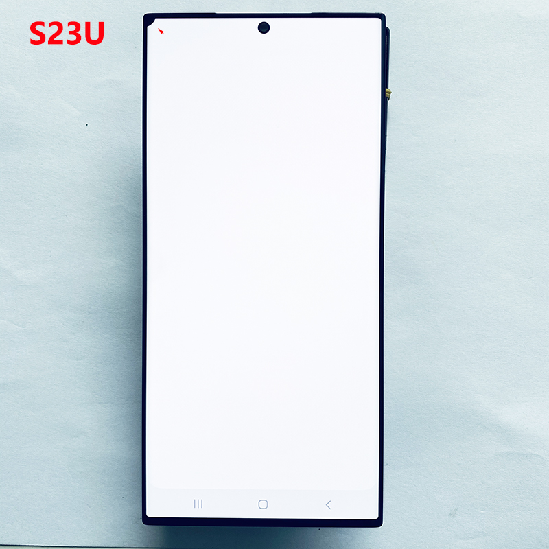 SUPER AMOLED S23U LCD Für Samsung S23 Ultra 5G S918E S918B S918U LCD Display Touch Screen Mit Rahmen Digitizer montage Mit Dot