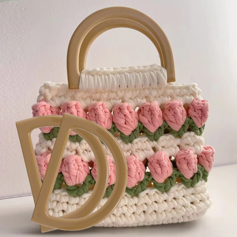 D forma saco alças diy substituição bolsa tote alças bolsa sacos alças de madeira resina saco lidar com acessórios
