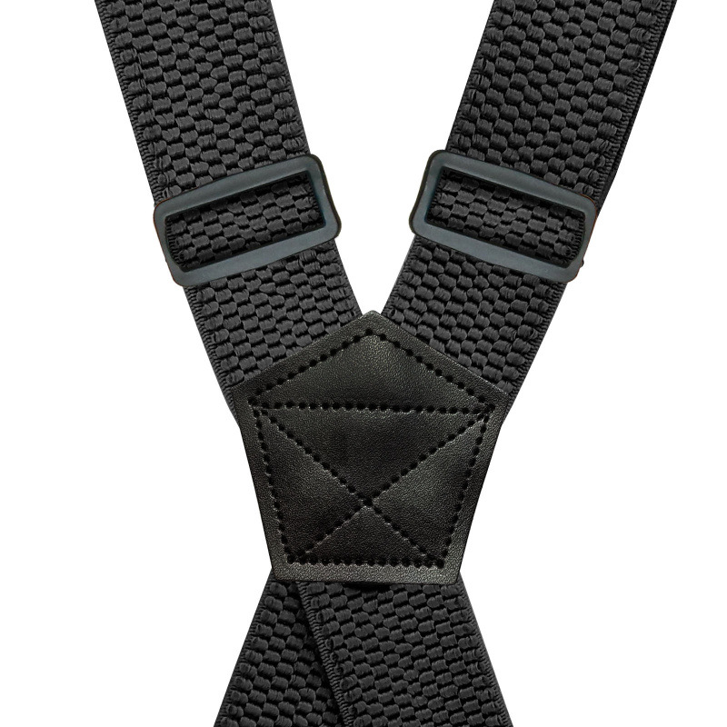 Heavy Duty werkbretels voor heren 3,8 cm breed X-back met 4 plastic grijpersluitingen Verstelbare elastische broekbroekbretels-zwart