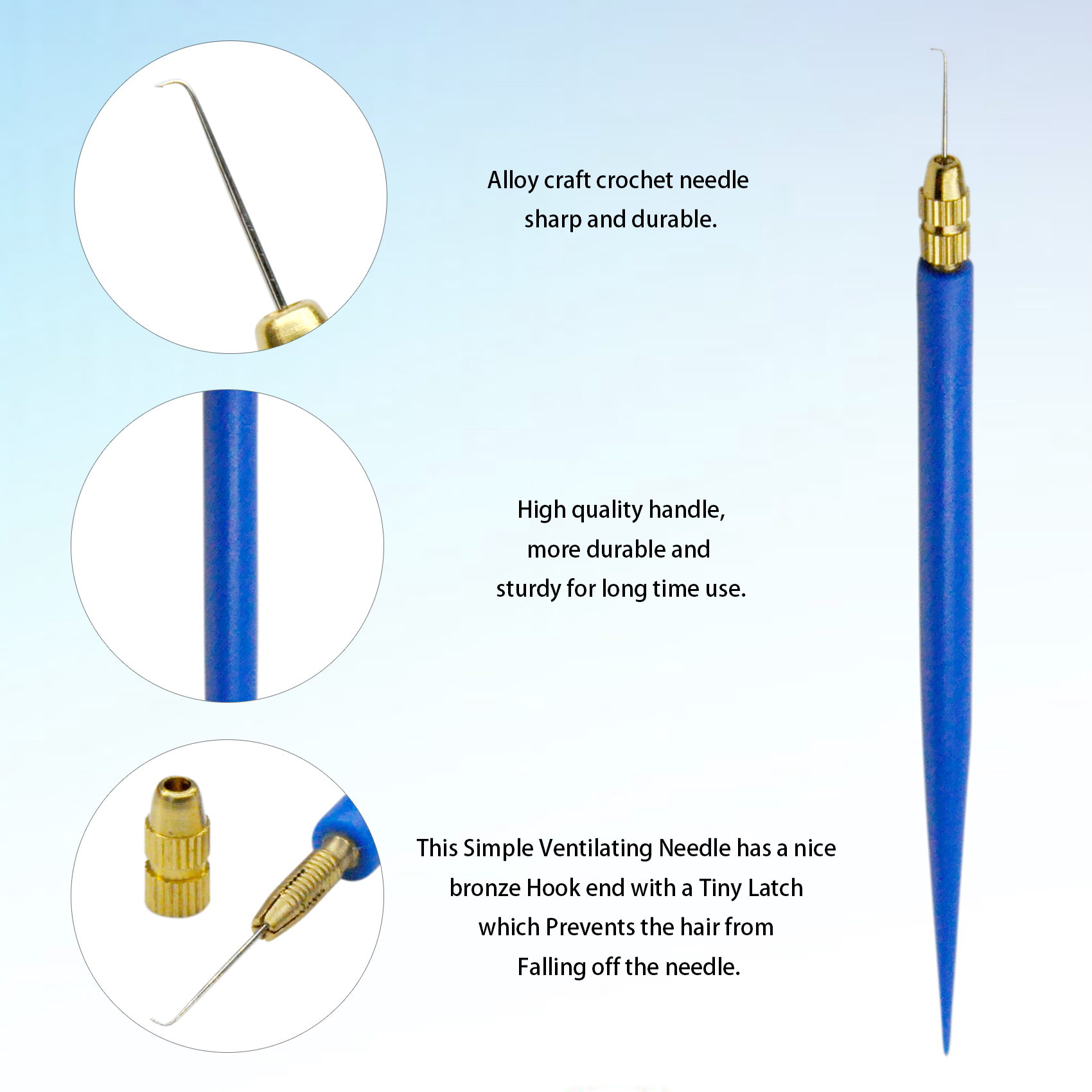 Lüftungsnadel in 4 Größen (1–1, 1–2, 2–3, 3–4) und 1 Kunststoffhalter zur Herstellung von Spitzenperücken/Verschlüssen/frontaler Lüftungsnadel, Netznadel