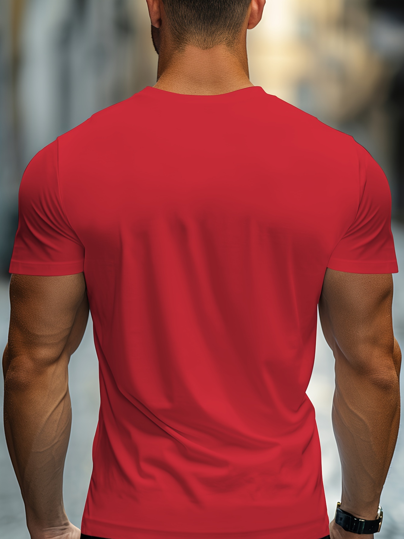 Camiseta deportiva informal de algodón 100% para hombre, camiseta holgada de gran tamaño con estampado de enfoque y cuello redondo de manga corta