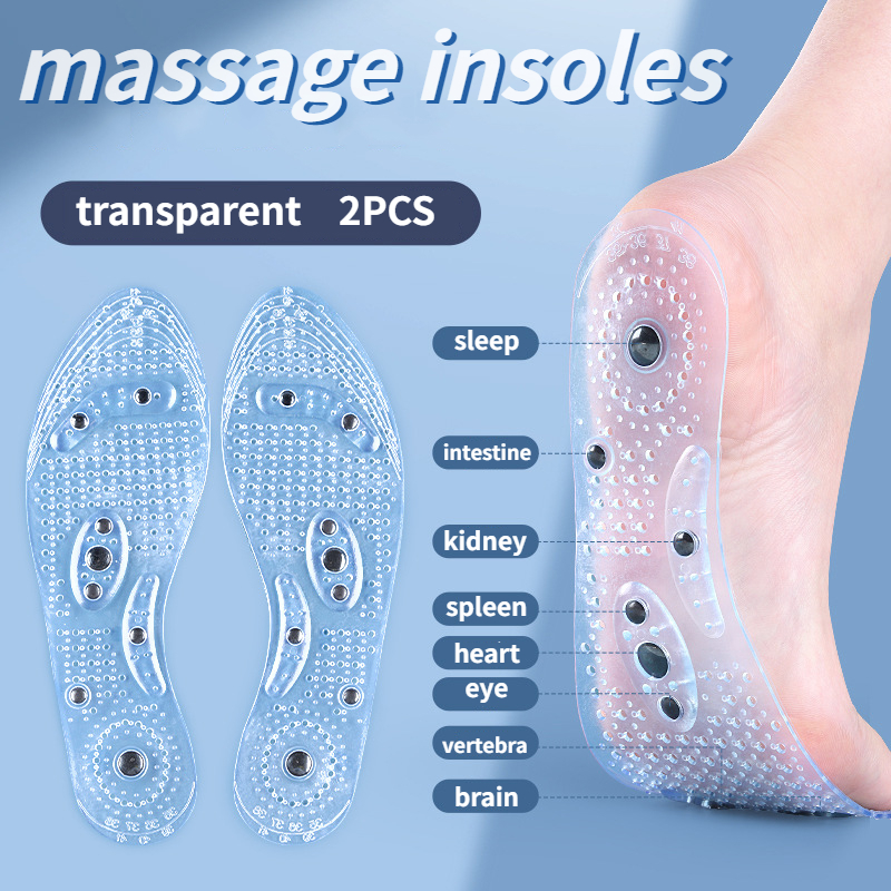 1 par/2 pçs palmilhas magnéticas de acupressão para sapatos homens mulheres arco apoio palmilha de silicone confortável