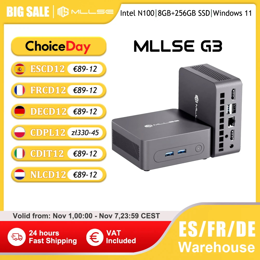 MLLSE G3 Mini komputer Intel 12 olcha jezioro N100 DDR4 8GB RAM 256GB ROM WiFi 5 BT4.2 okna 11 Pro komputer stacjonarny Mini komputer