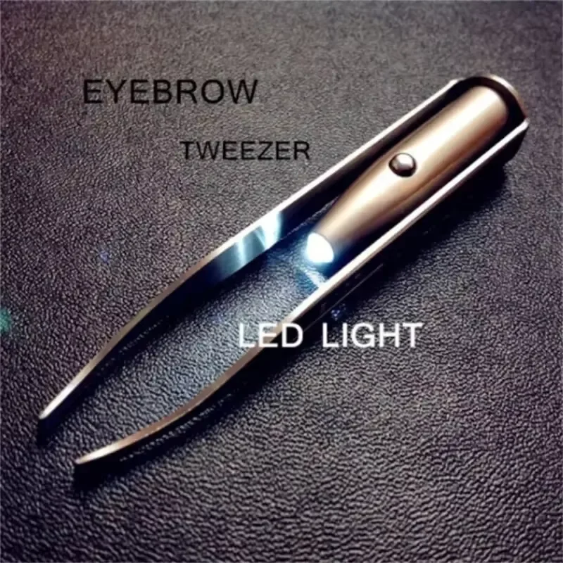 Pinzas para cejas en ángulo inteligentes con iluminación LED para extensiones de pestañas precisas para dar forma a las cejas, crea cejas naturales perfectas con un clic