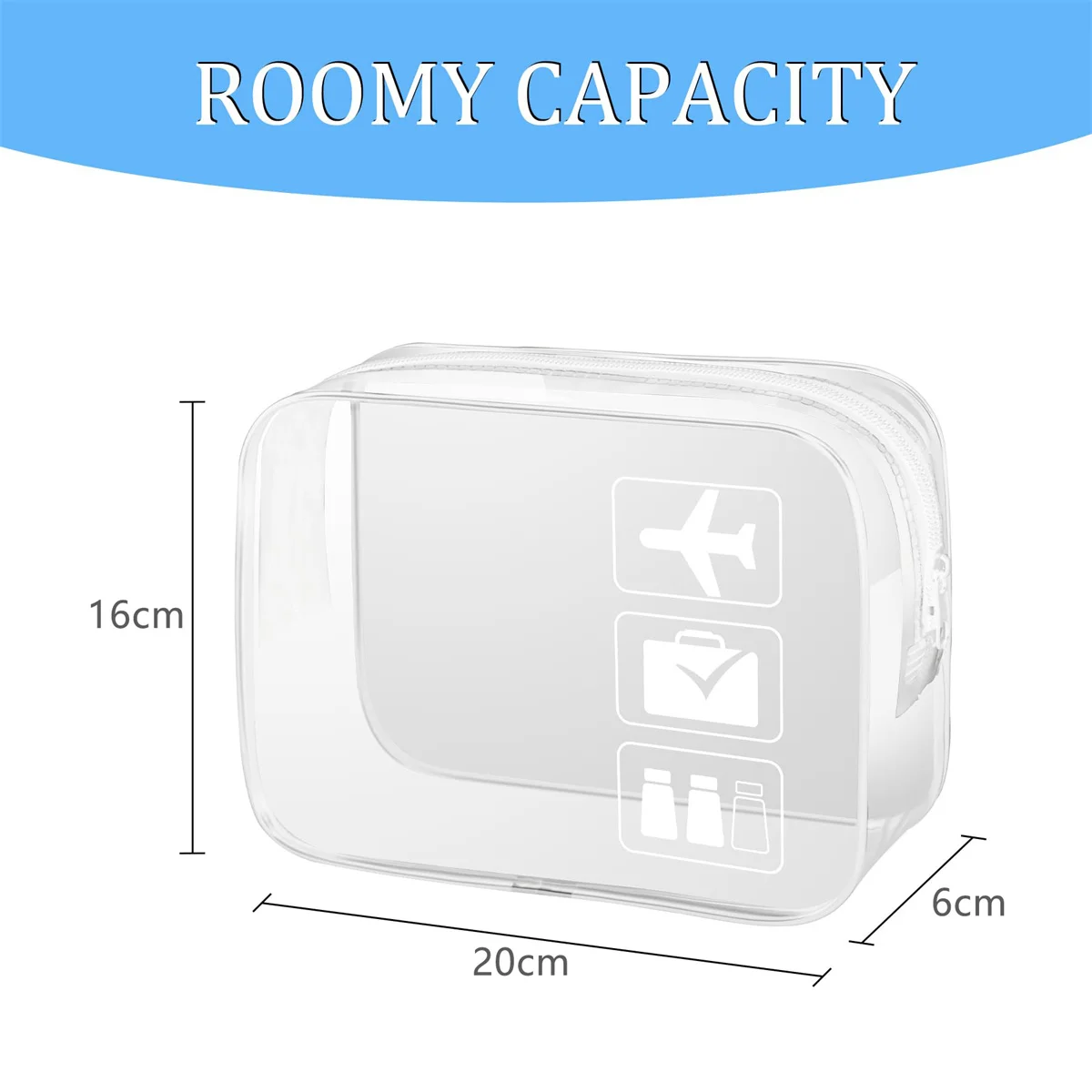 Borsa da viaggio da viaggio approvata TSA da toilette trasparente da 1 pezzo, borsa conforme per accessori per l'aviazione dell'aeroporto, dimensioni Quart da donna e M